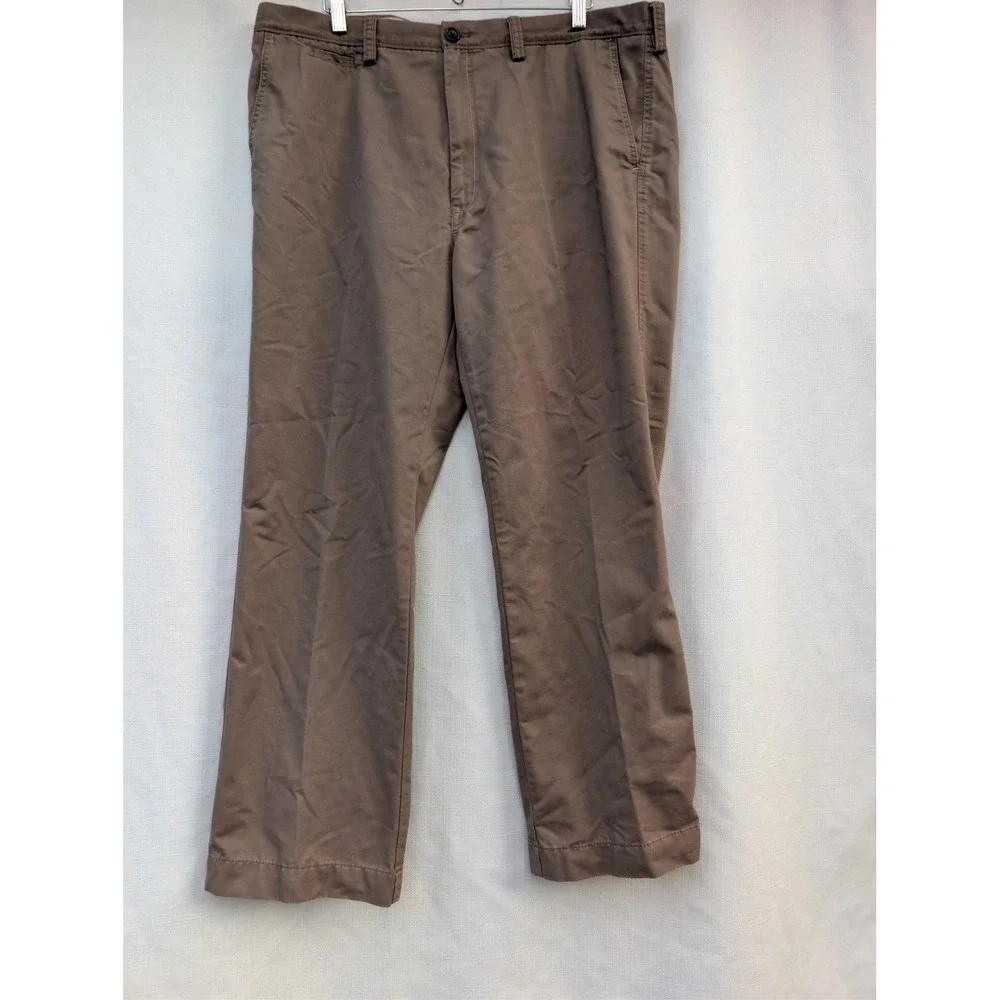 HAGGAR Life Khaki Pants Mens 40x32 Brown Relaxed Straight Repreve Blend